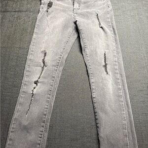 Levi's Gray Distressed Straight-Leg Jeans